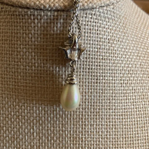 Christian Dior "Pearl" Drop/Dangle & Crystal Rhinestone Pendant Necklace Vintage - Picture 6 of 8